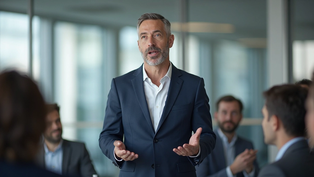 Professional leader in conference room presenting strategy