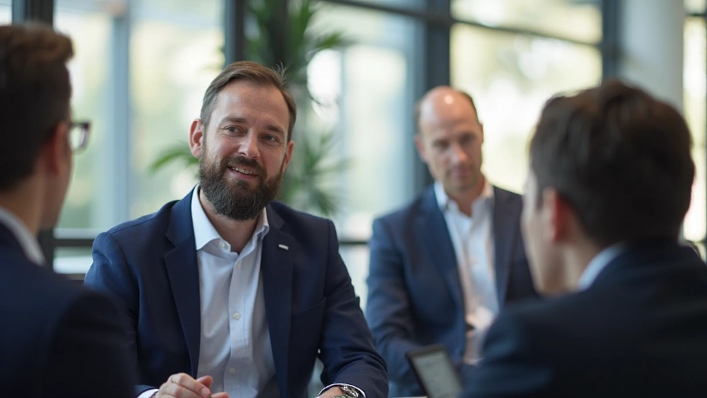 Twee managers bespreken prestaties en feedback in open communicatieomgeving